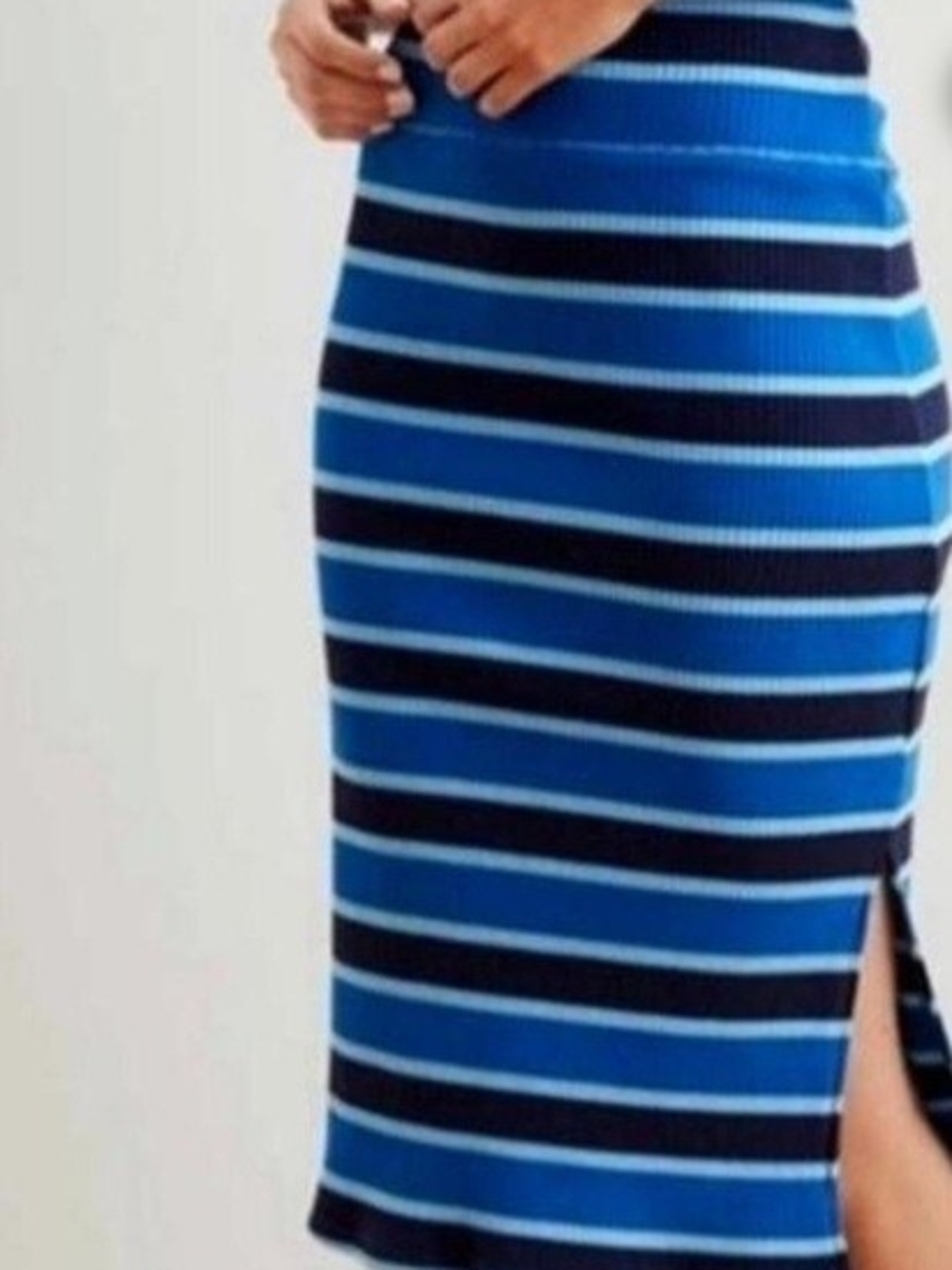 aerie Blue and Navy Striped Maxi Skirt